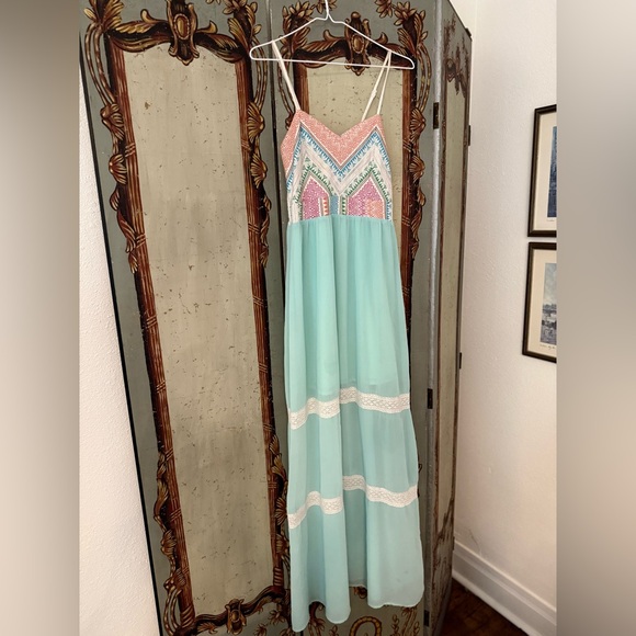 Flying Tomato Maxi Dress - Aqua, Pink, and White - Picture 7 of 8